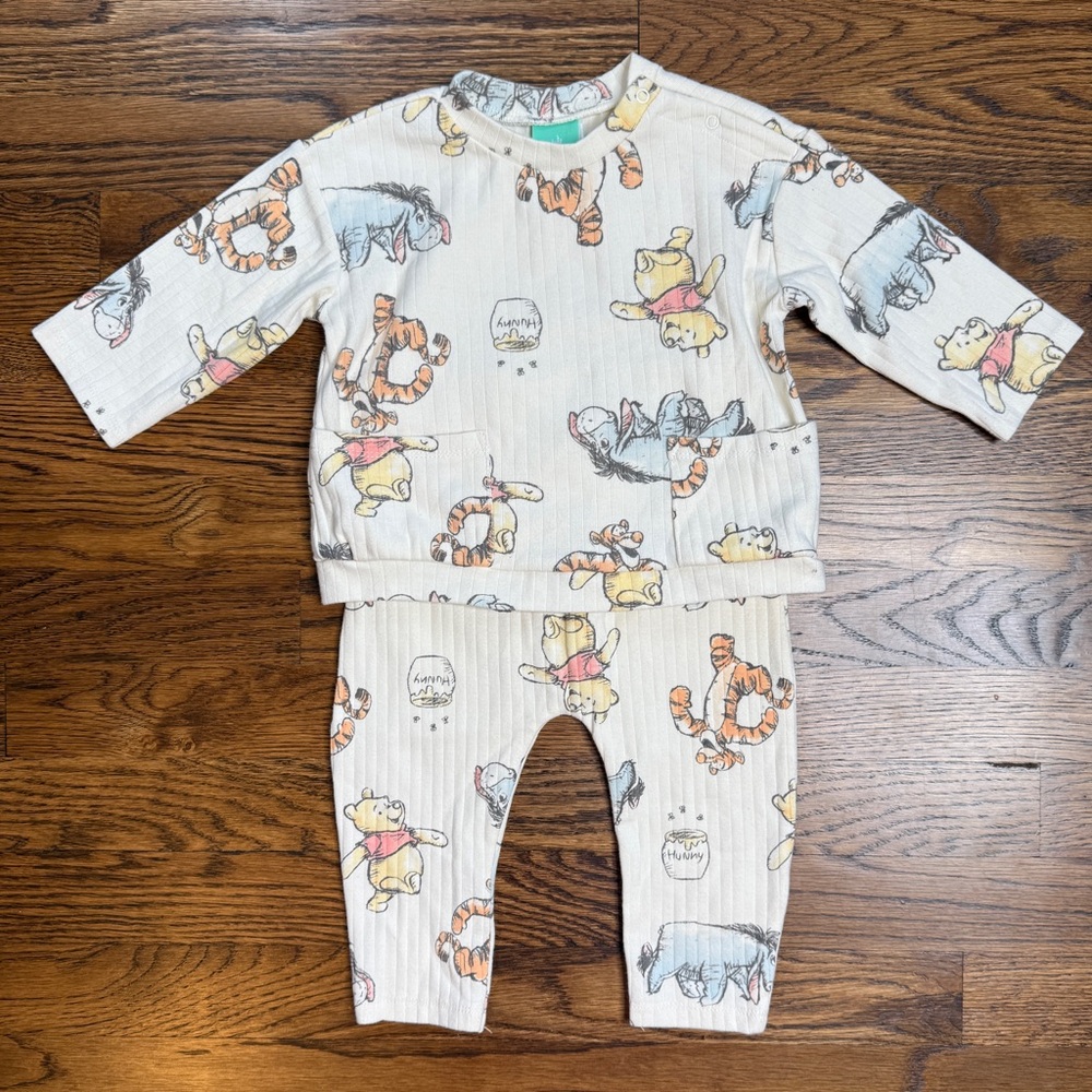 Disney Baby Cozy Ribbed Winnie The Pooh & Characters Two Piece Pajama Set 12 M
